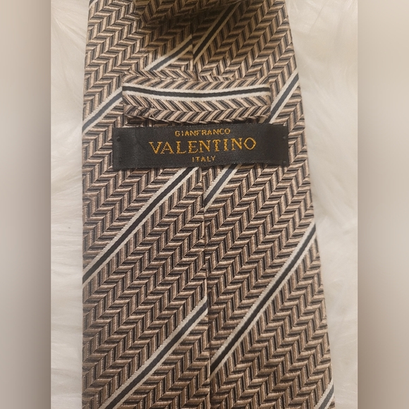 Men's Gianfranco Valentino Necktie Brown & Black 100% Silk Italy Made Hand Finis - Picture 5 of 9